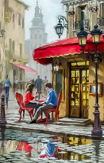 Cup of Coffe. - richard macneil art.cityscapes.scenary.people. - оригинал