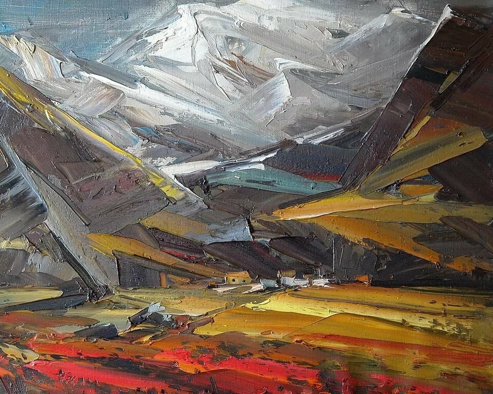 Осенний яркий пейзаж мастихином - импрессионизм, осенний яркий пейзаж мастихином - оригинал