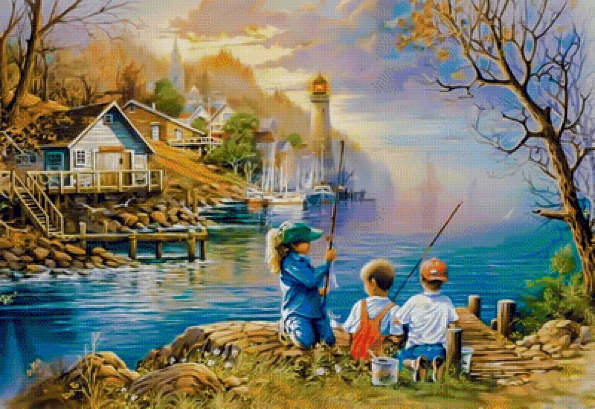 Fishing. - andres orpinas.children.seascapes - предпросмотр