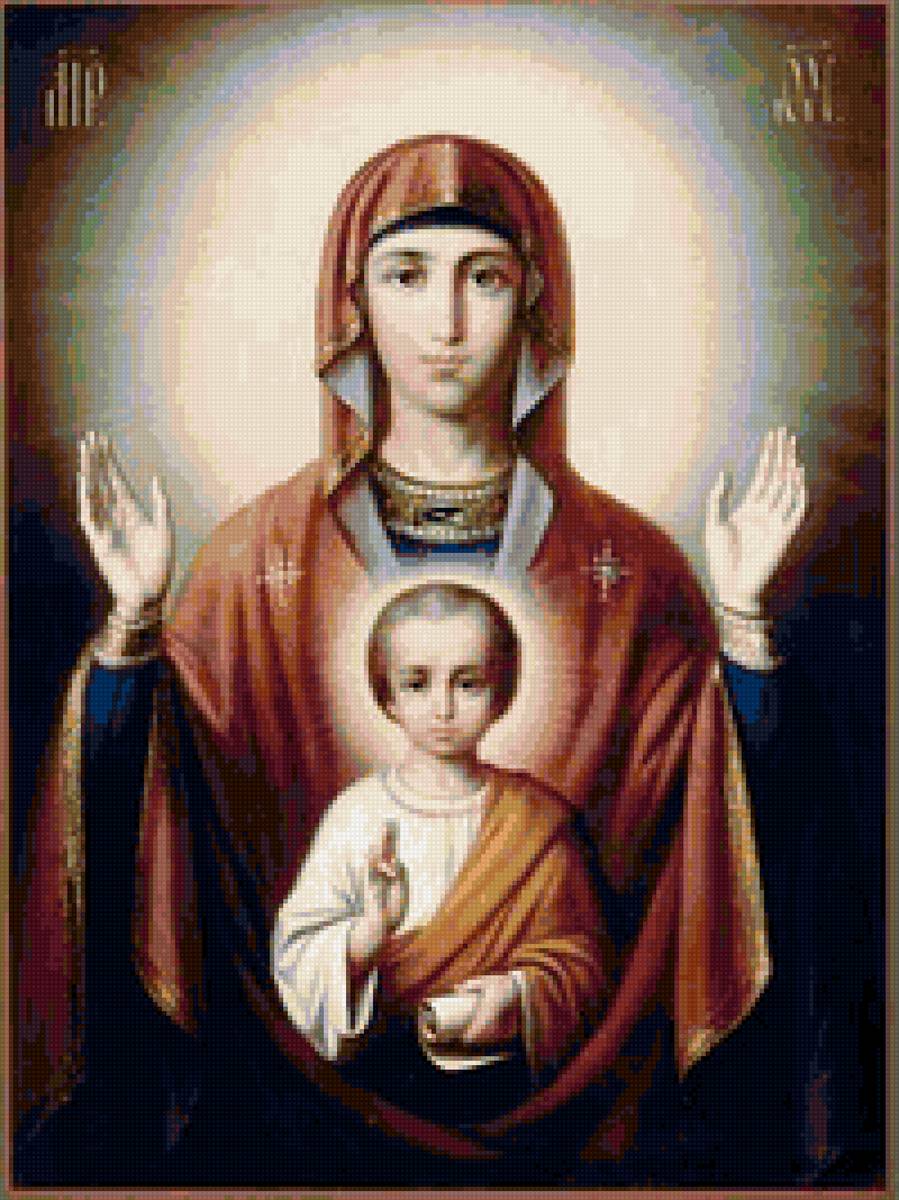 Иконы божьей матери с младенцем названия. Икона Девы Марии Знамение. Икона БМ Знамение. Икона лик Пресвятой Богородицы.