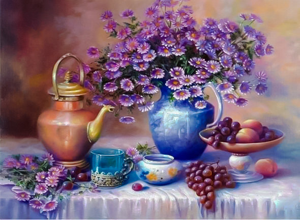 Flowers and Friuts. - still life.flowers and gardens. - оригинал