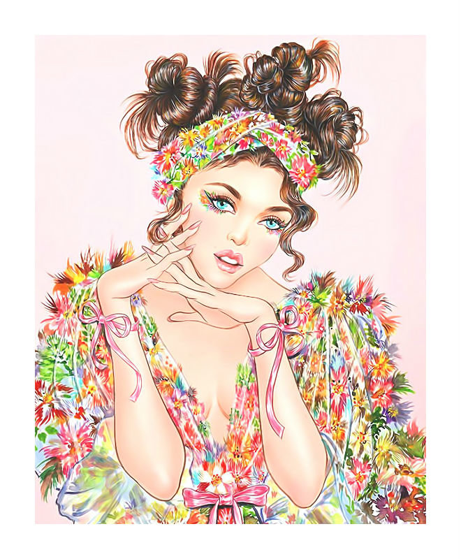 Цветочная девушка. - цветы, девушка, живопись, портрет, картина - оригинал