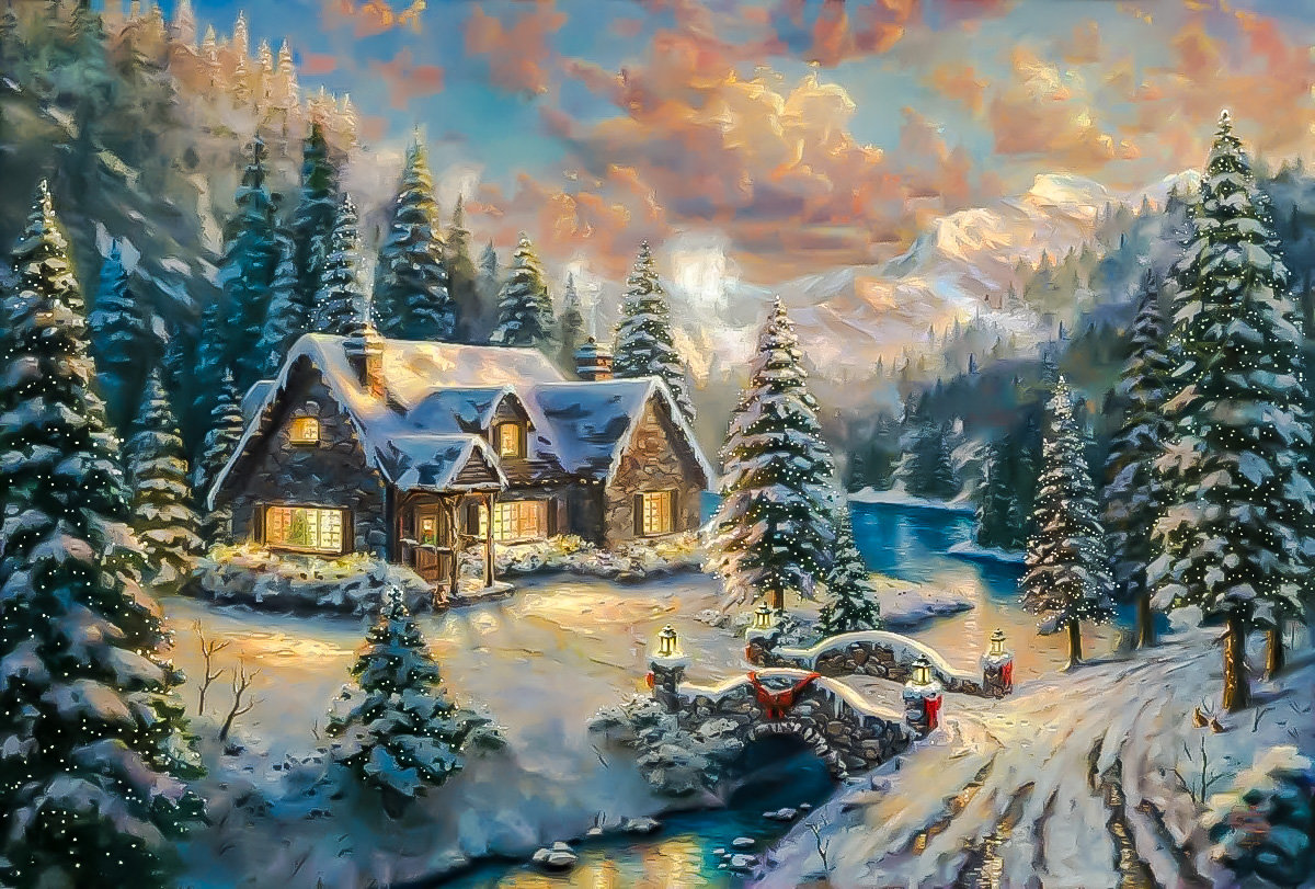 High Country Christmas. - thomas kinkade paintings.snowscapes.christmas. - оригинал