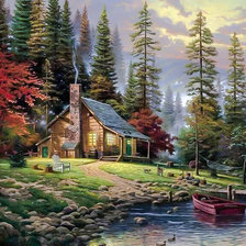 Оригинал схемы вышивки «Landscape with a Cabin.» (№1976560)