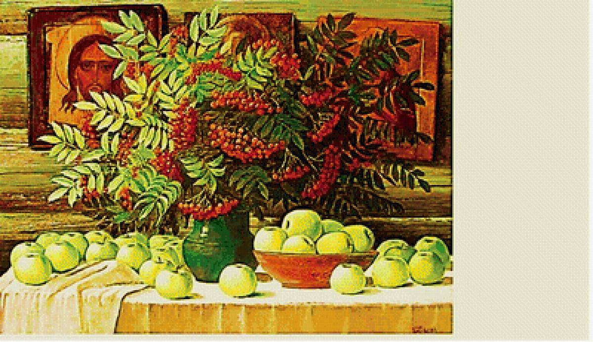 яблочный спас - яблоки, рябина, праздник - предпросмотр