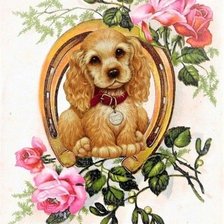 Схема вышивки «psík,podkova,ruže»