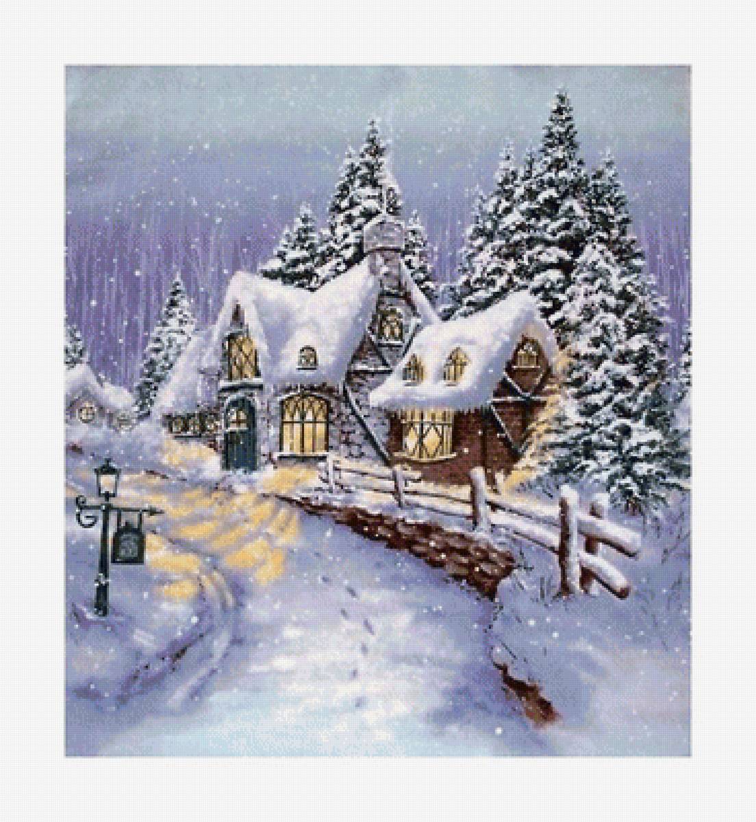 №1977246 - пейзаж, домики, зима - предпросмотр