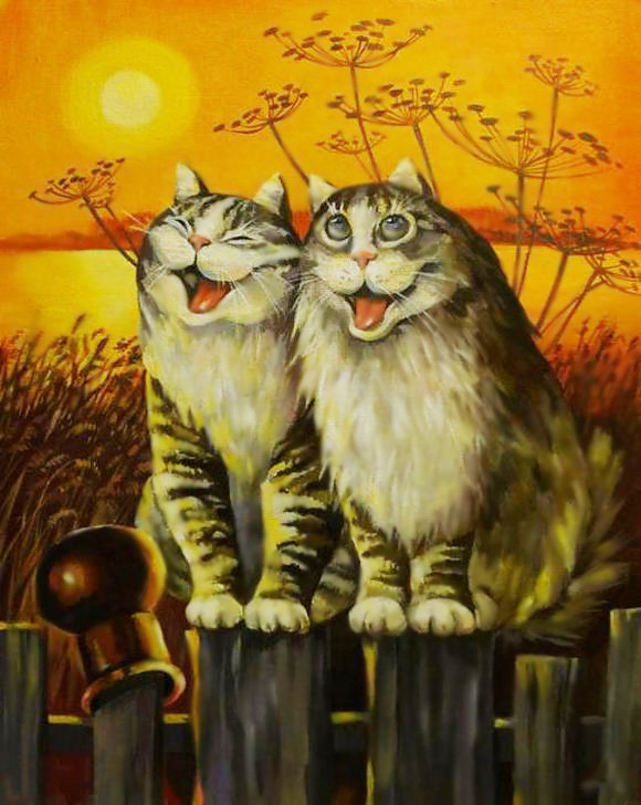 Коты. - коты, живопись. - оригинал
