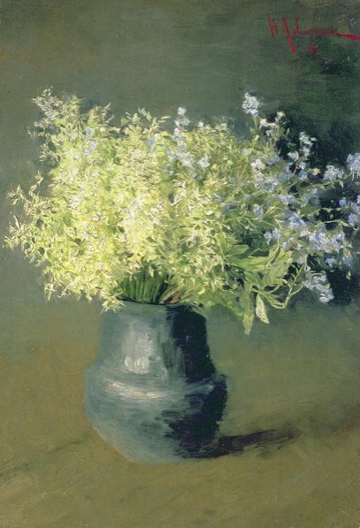 WILD LILACS AND FORGET ME NOTS , 1889 - by isaak ilyich levitan - оригинал