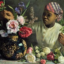 WOMAN WITH PEONIES, 1870