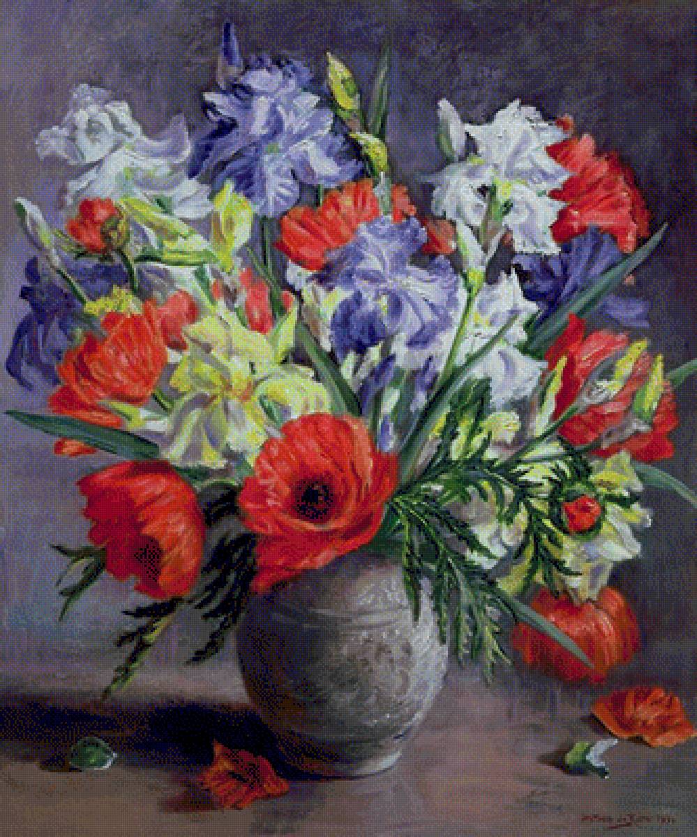 POPPIES AND IRISES - by anthea durose - предпросмотр