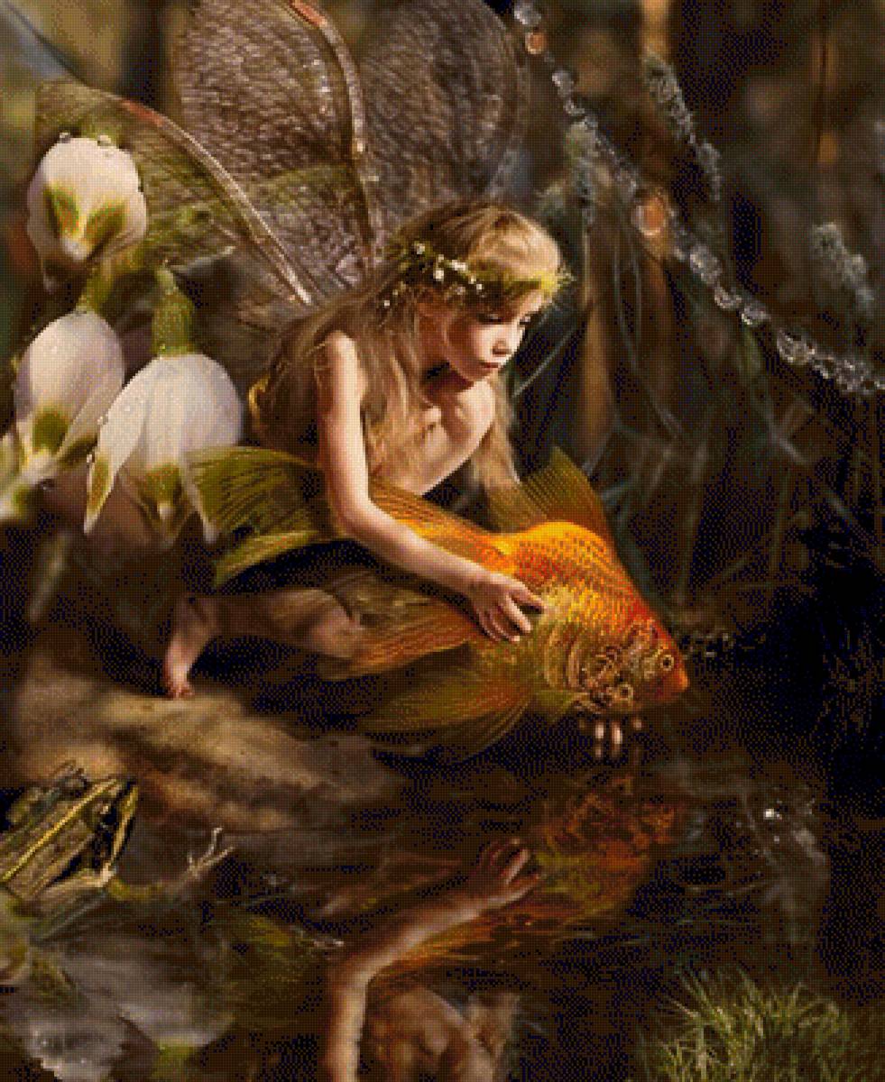 THE GIRL RELEASES A GOLD FISH - by liliya kulianionak - предпросмотр