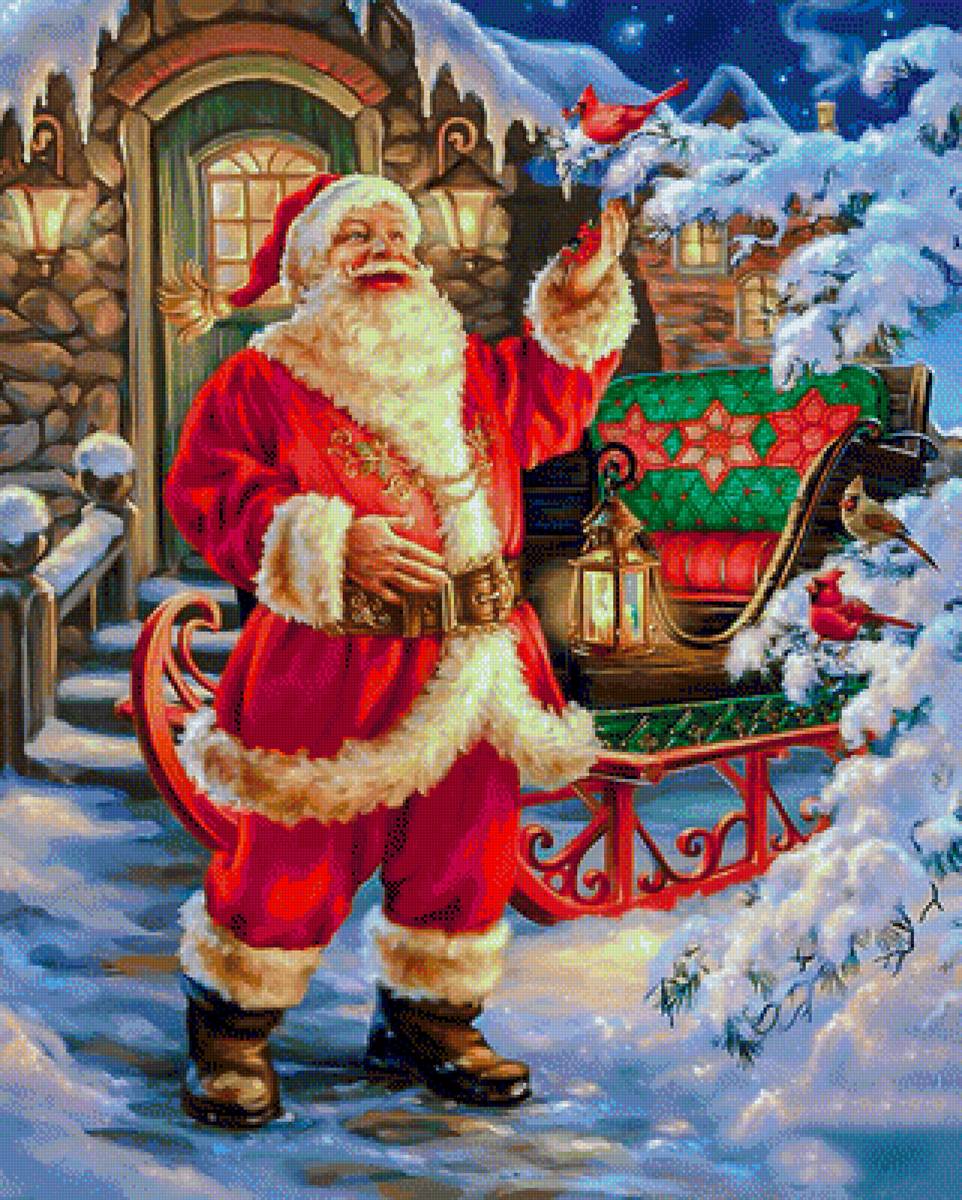 Santa Claus Christmas Gifts. - christmas.snowscenes.santa.birds. - предпросмотр