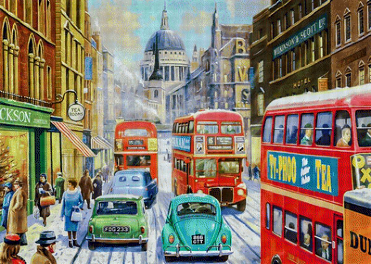 Snow in London City. - kevin walsh painter.snowscenes.people. - предпросмотр