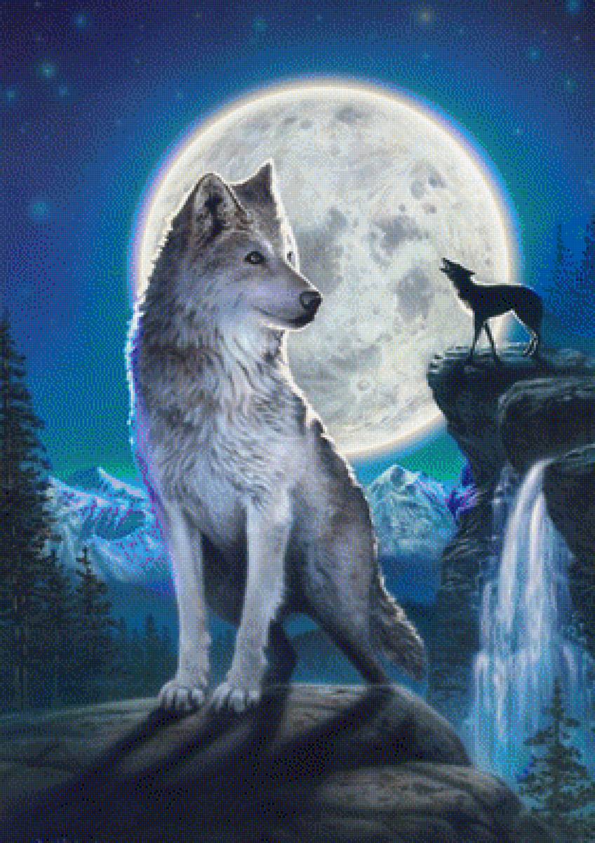 lobos en la luna - animales - предпросмотр