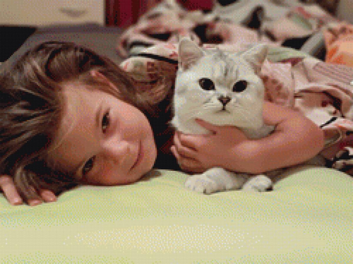 ДРУЗЬЯ - девочка, кот, животные, друзья - предпросмотр