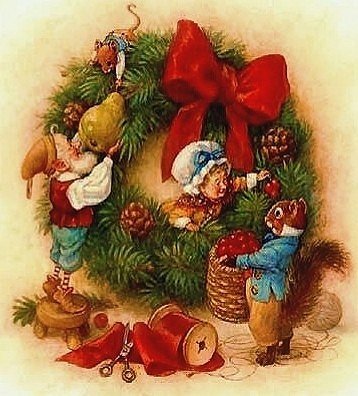 Веночек на Рождество - венок, чудо, мышки, гномы, рождество, уют, дом - оригинал
