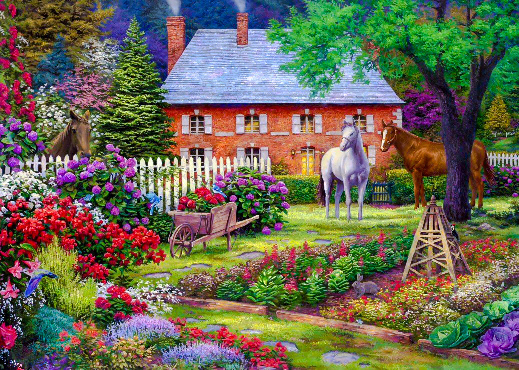The Sweet Garden. - chuck pinson painter.scenarys.flowers and gardens.animals. - оригинал