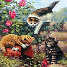Схема вышивки «Three Cats in The Garden.»