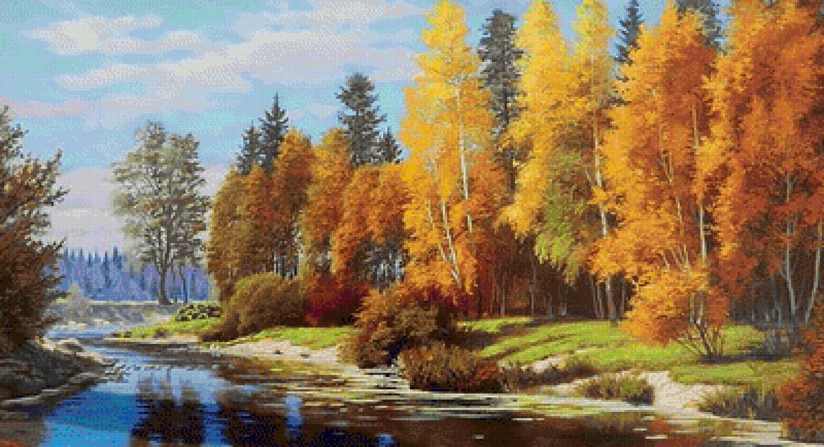 осень - река, осень, пейзаж, природа, деревья - предпросмотр