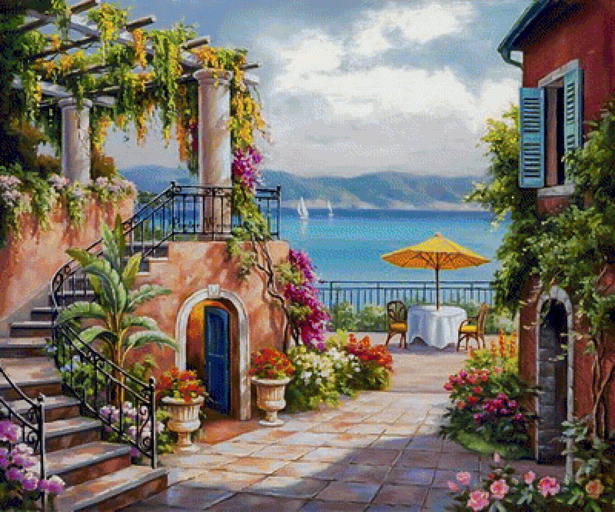 Tuscany Terrace. - sung kim art.seascapes.flowers and gardens. - предпросмотр