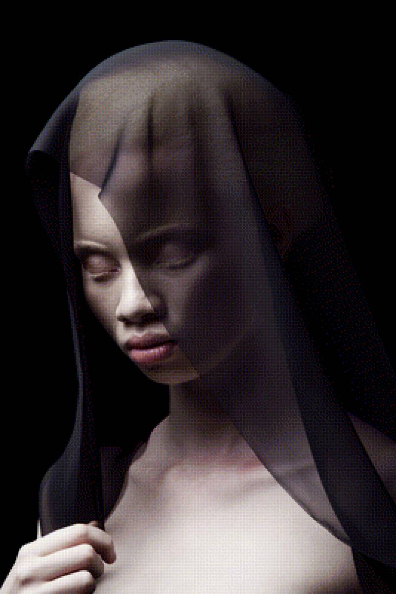 Красивая афроамериканка - девушка под вуалью, красивая девушка-афроамериканка - предпросмотр