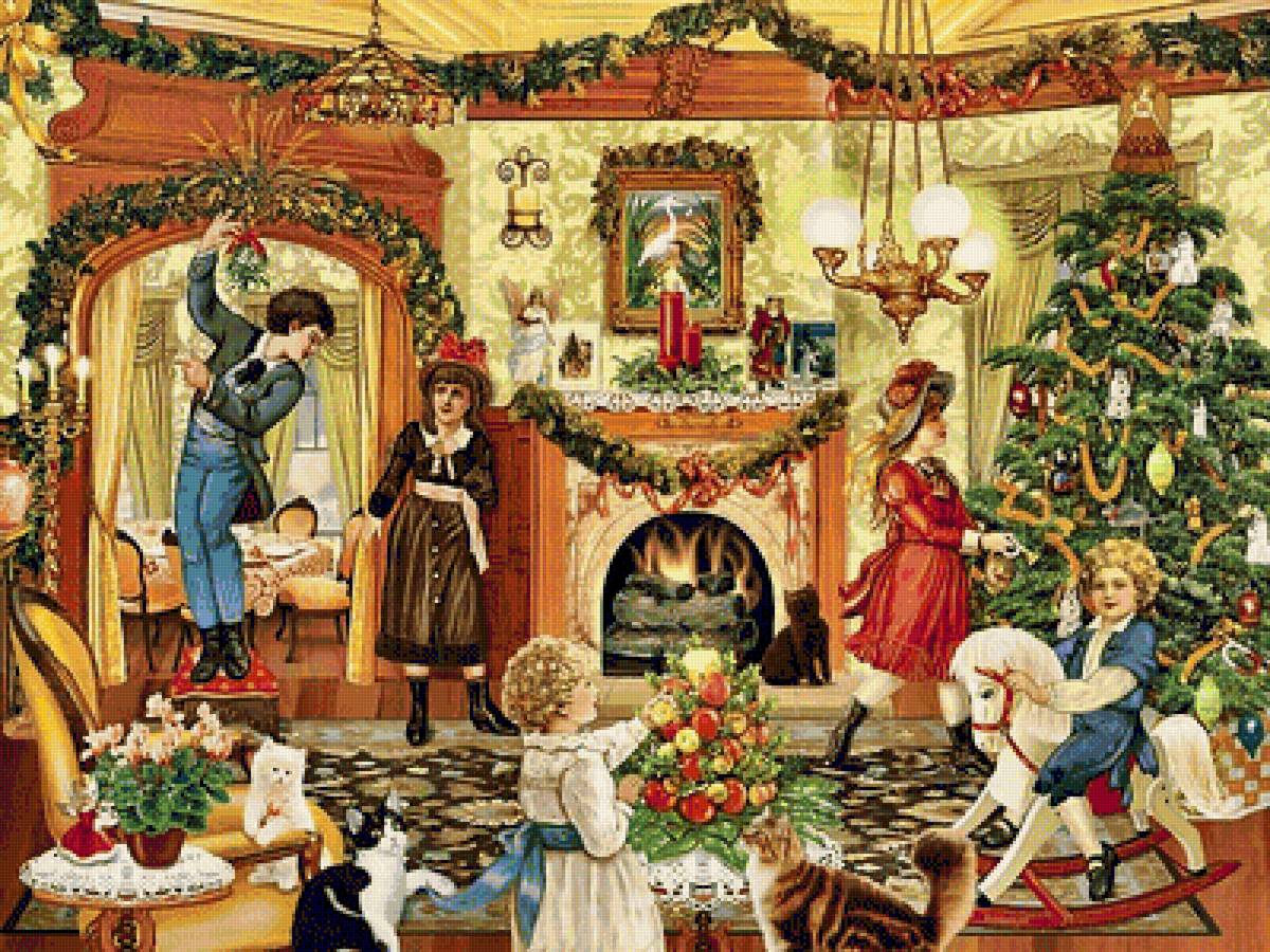 №1979535 - праздник, елка, камин, дети, рождество - предпросмотр