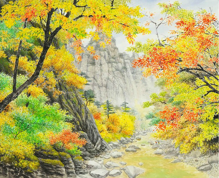 Горный пейзаж - осень, река, горы - оригинал