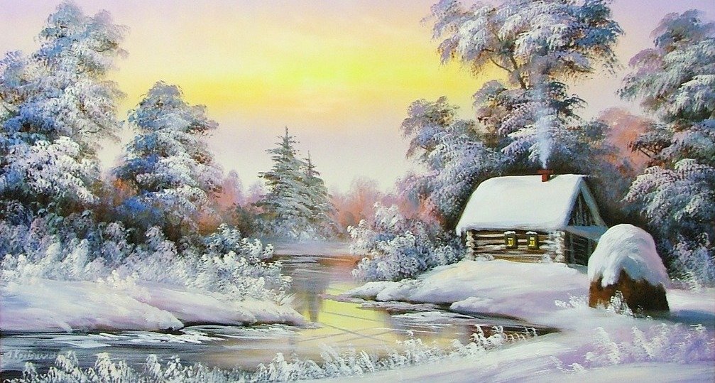 №1980236 - домики, зима, пейзаж - оригинал