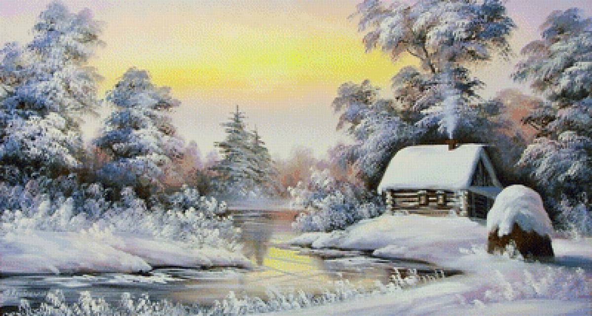 №1980236 - зима, пейзаж, домики - предпросмотр