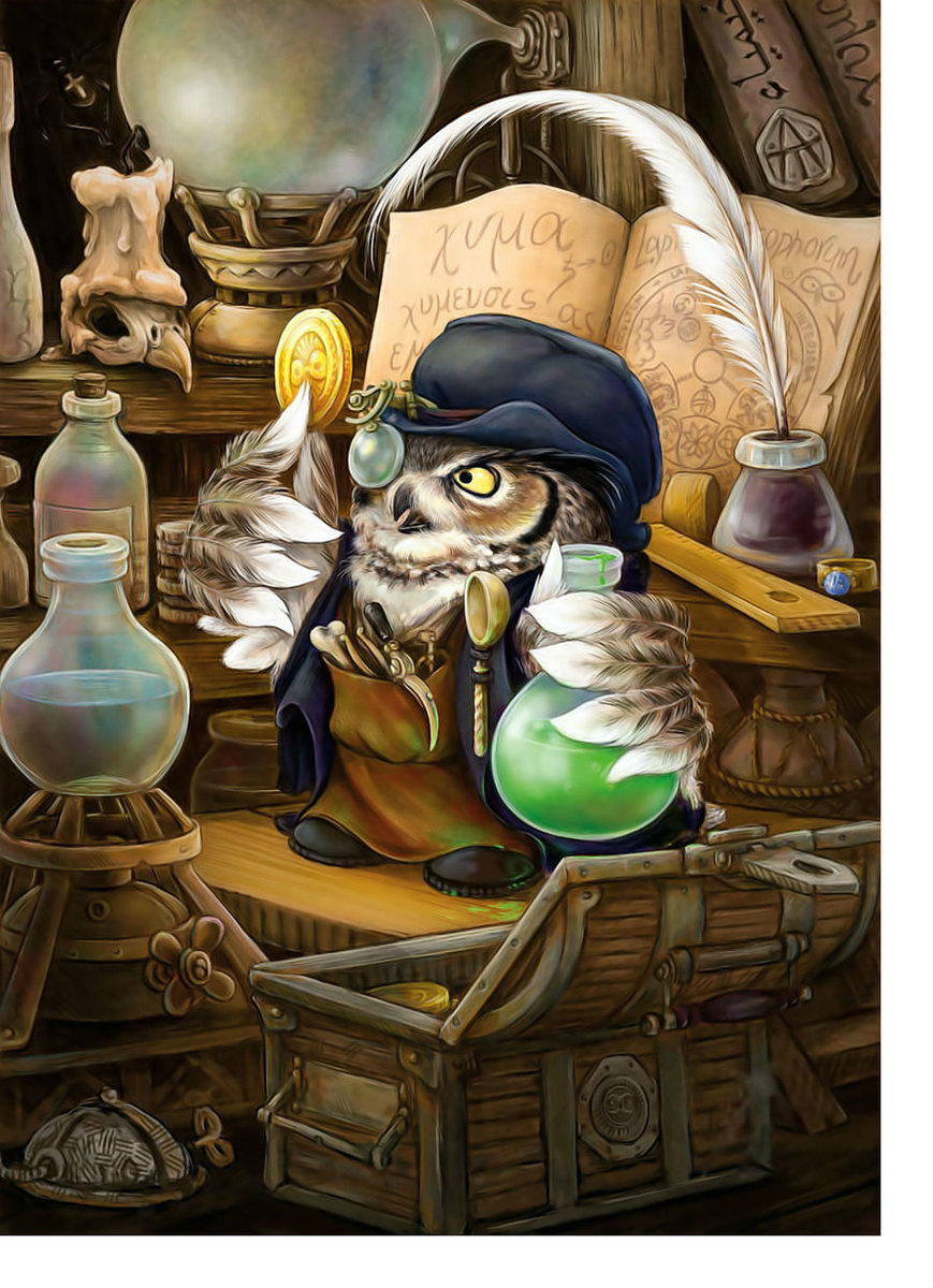 Алхимик. - сова, птица, сказка - оригинал
