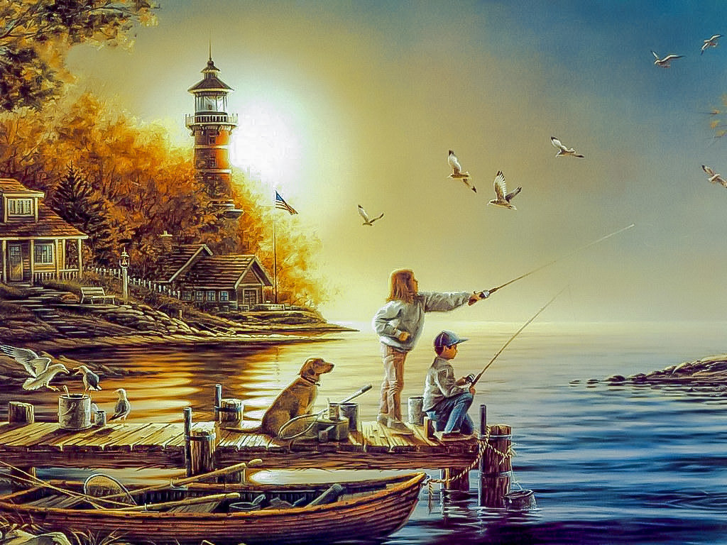 Child Fisherman. - seascape.children. - оригинал