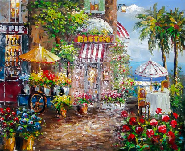 French Bistro. - j. burnett paintings.scenarys.flowers and gardens. - оригинал