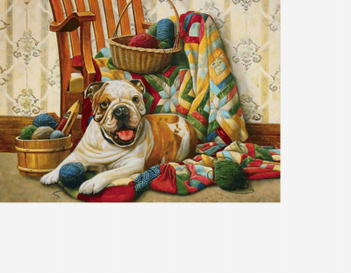 Пёс-рукодельник. - нитки, клубок, собака, рукоделие - предпросмотр