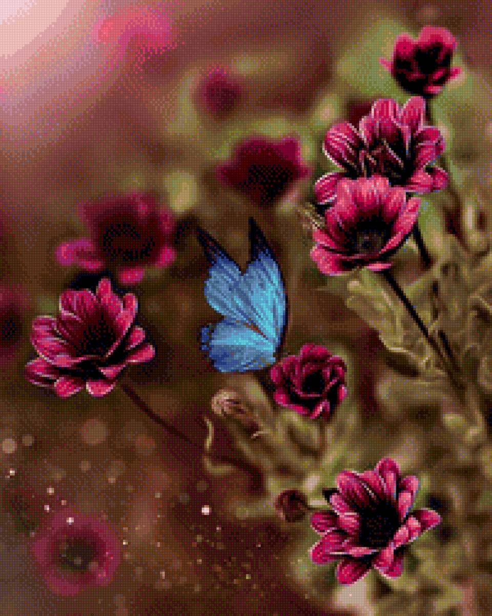 Цветы - цветы, бабочка - предпросмотр