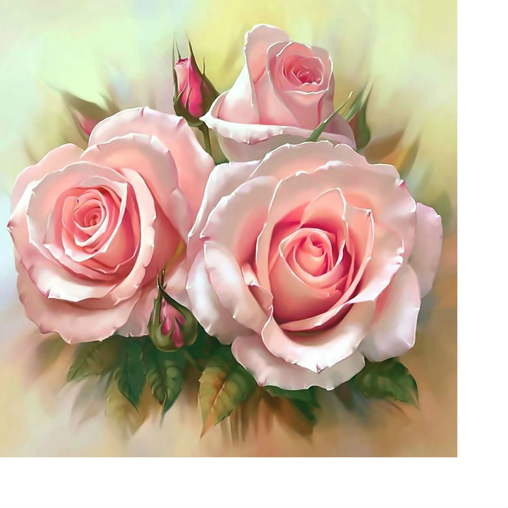 Розовые розы. - розы, цветы, живопись - оригинал