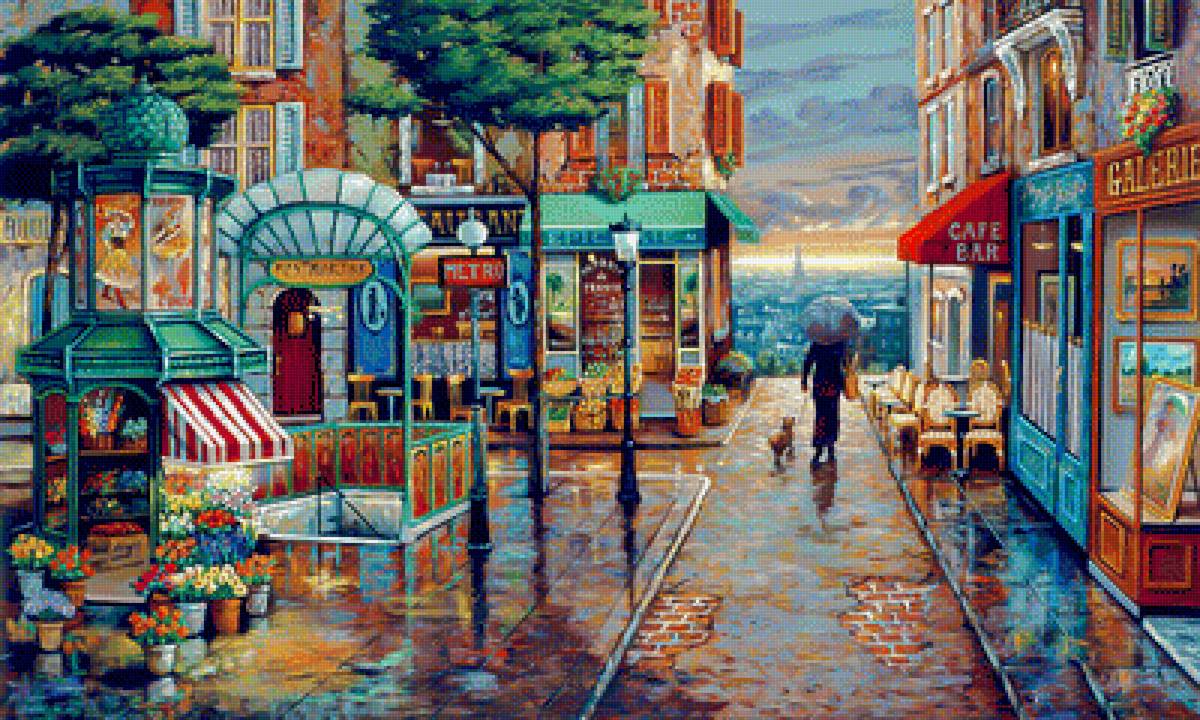 Rainy Day Stroll. - john p. o'brien paintings. scenarys.people.animals. - предпросмотр
