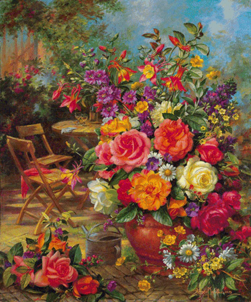 Альберт Уильямс. - цветы, альберт уильямс, сад, розы, живопись - предпросмотр