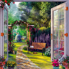 Схема вышивки «A View of an Enchanted Garden.»