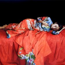 Схема вышивки «Zhao Kailin, японка на красном»