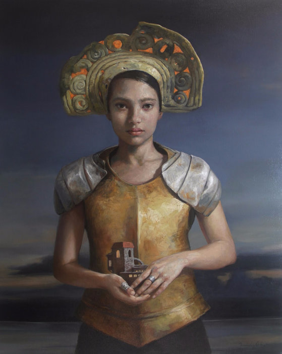 Рикардо Фернандес Ортега - девушка в доспехах с домиком - оригинал