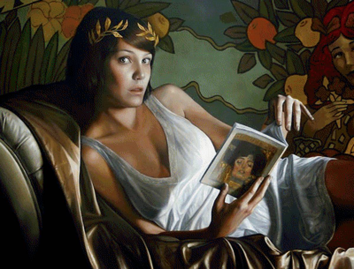 Сельма Рикардо - девушка за чтением, диптих - предпросмотр