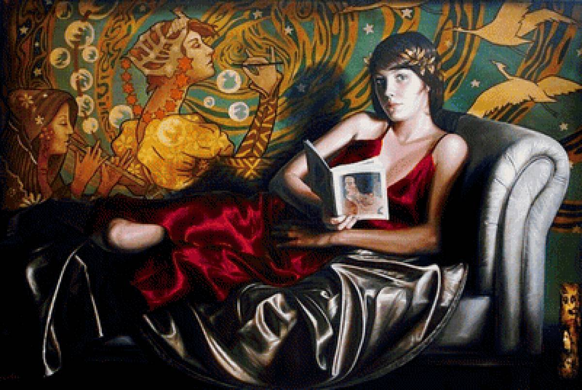 Сельма Рикардо - диптих, девушка за чтением - предпросмотр