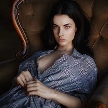 Схема вышивки «Дмитрий Архара,Девушка в кресле»