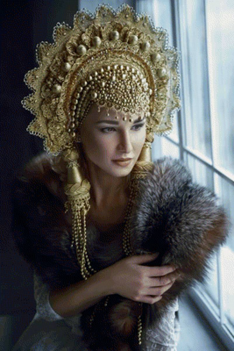 Русская красавица, снежная королева - русская красавица в кокошнике - предпросмотр