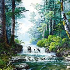 Схема вышивки «лесная река»