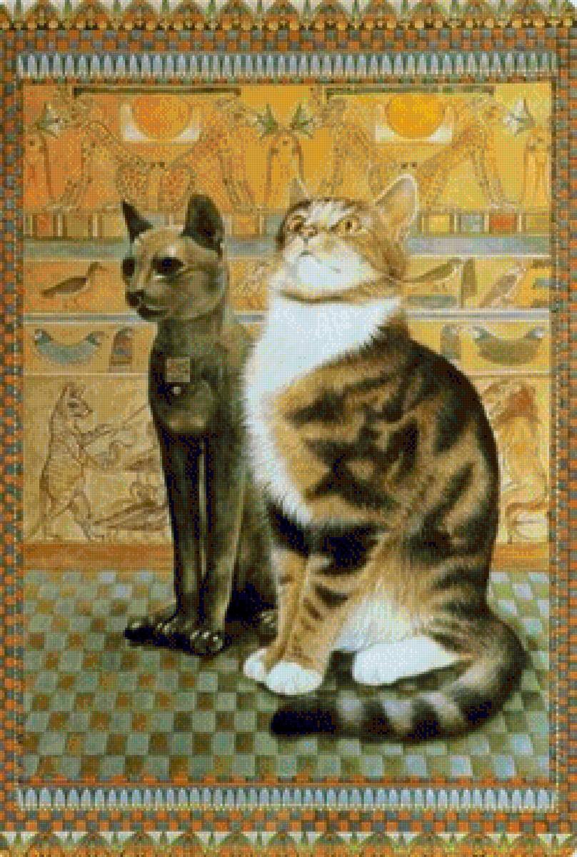 Кот и статуя - кот сфинкс - предпросмотр