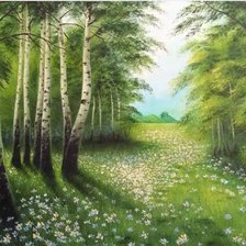 Схема вышивки «Природа,лето.опушка леса,деревья,трава,цветы»
