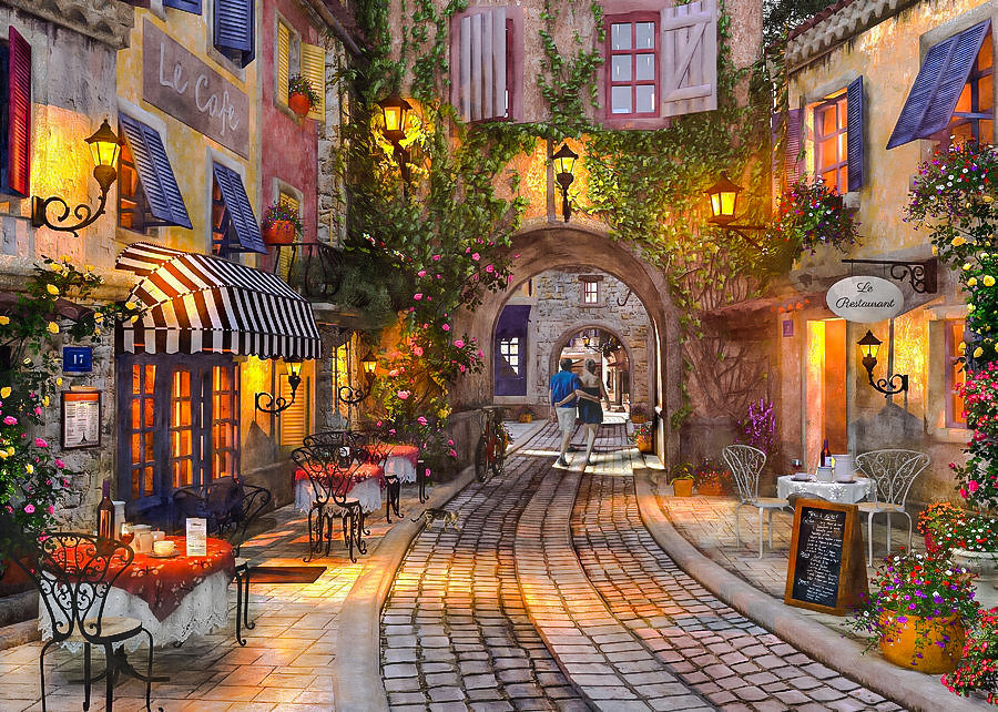 French Walkway. - dominic davison painter.cityscape.people. - оригинал