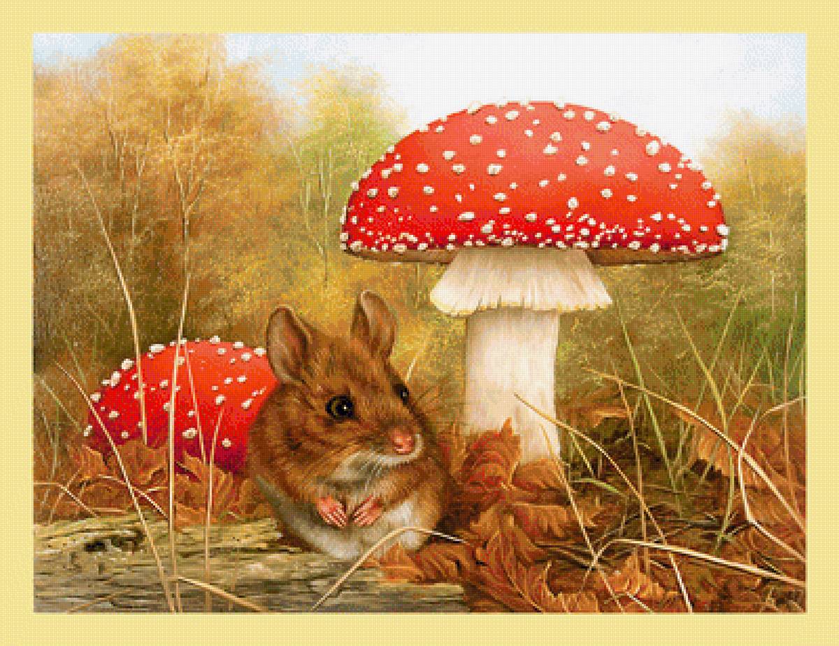 Серия "Грызуны" - животные, грызуны, мухоморы, мышка - предпросмотр